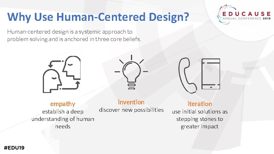 Why Use Human-Centered Design? Human-centered design is a systemic approach to problem solving and