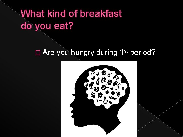 What kind of breakfast do you eat? � Are you hungry during 1 st