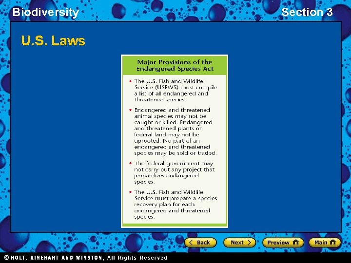 Biodiversity U. S. Laws Section 3 