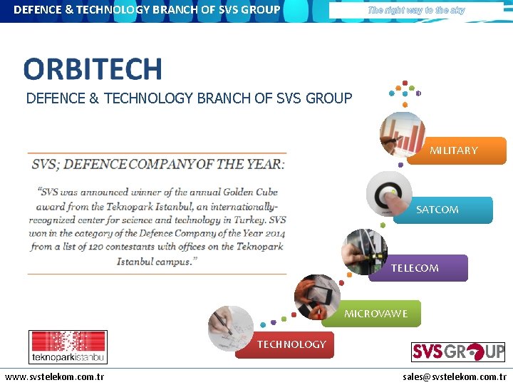 DEFENCE & TECHNOLOGY BRANCH OF SVS GROUP The right way to the sky DEFENCE