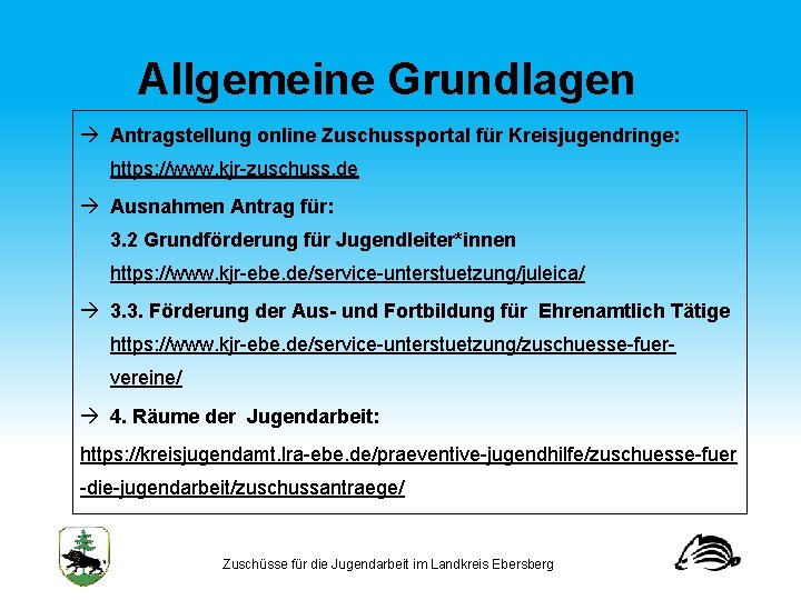 Allgemeine Grundlagen à Antragstellung online Zuschussportal für Kreisjugendringe: https: //www. kjr zuschuss. de à