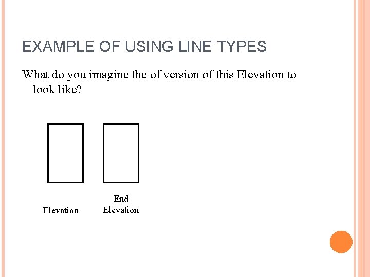 EXAMPLE OF USING LINE TYPES What do you imagine the of version of this