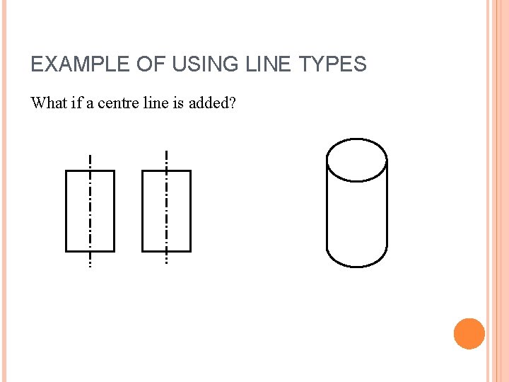 EXAMPLE OF USING LINE TYPES What if a centre line is added?  EXAMPLE OF USING LINE TYPES What if a centre line is added?