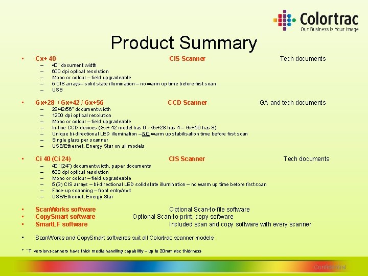 Product Summary • Cx+ 40 – – – • Gx+28 / Gx+42 / Gx+56 Product Summary • Cx+ 40 – – – • Gx+28 / Gx+42 / Gx+56