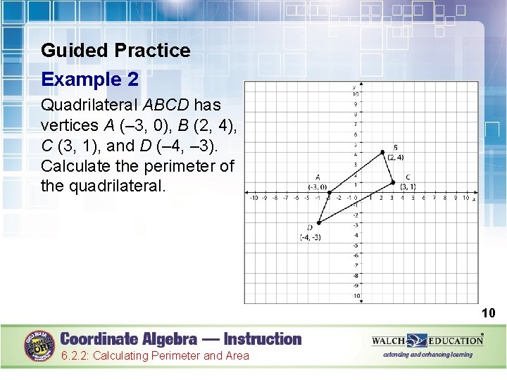 Guided Practice Example 2 Quadrilateral ABCD has vertices A (– 3, 0), B (2,
