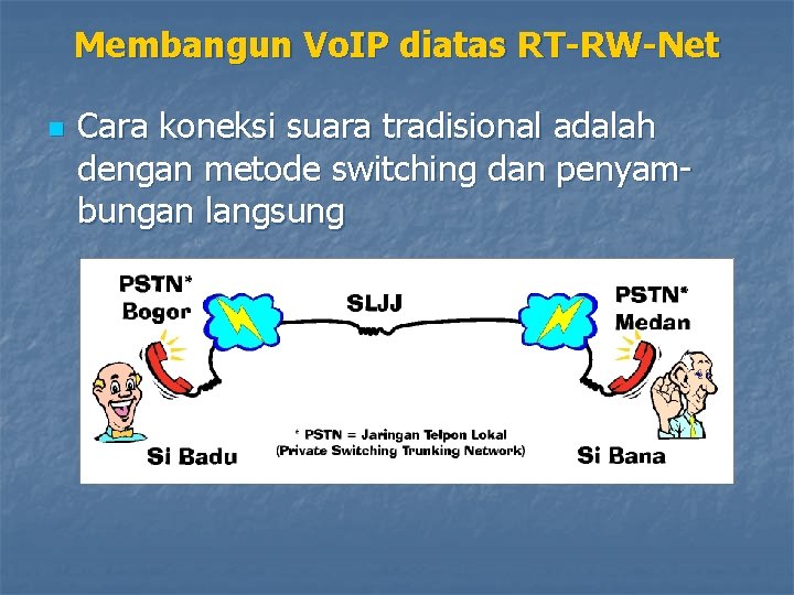 Membangun Vo. IP diatas RT-RW-Net n Cara koneksi suara tradisional adalah dengan metode switching