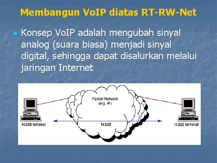 Membangun Vo. IP diatas RT-RW-Net n Konsep Vo. IP adalah mengubah sinyal analog (suara