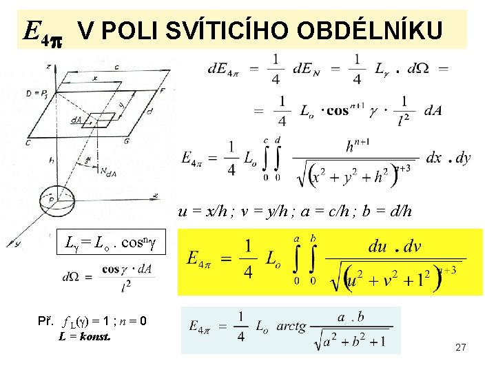 E 4 V POLI SVÍTICÍHO OBDÉLNÍKU u = x/h ; v = y/h ;