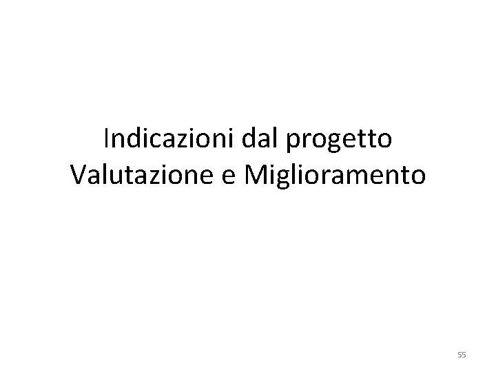 Indicazioni dal progetto Valutazione e Miglioramento 55 