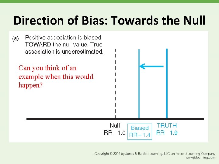 Direction of Bias: Towards the Null Can you think of an example when this