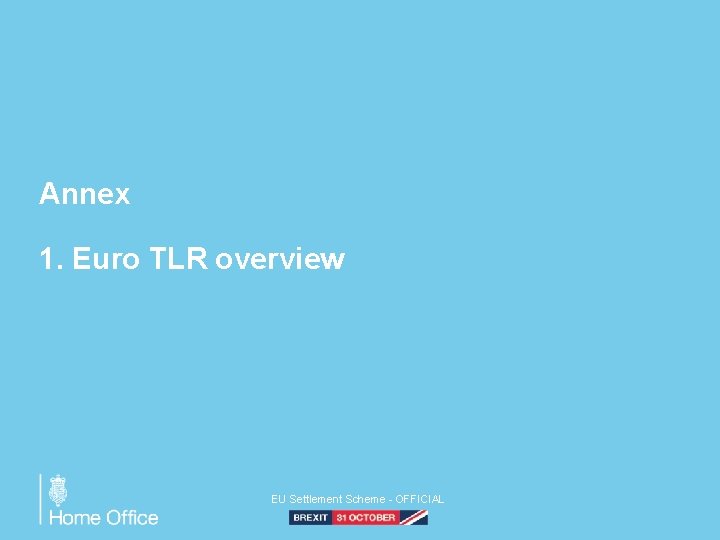 Annex 1. Euro TLR overview EU Settlement Scheme - OFFICIAL 
