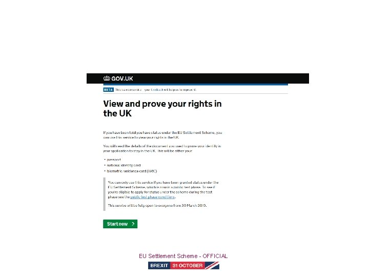Start page EU Settlement Scheme - OFFICIAL 