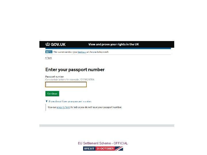 Authentication EU Settlement Scheme - OFFICIAL 