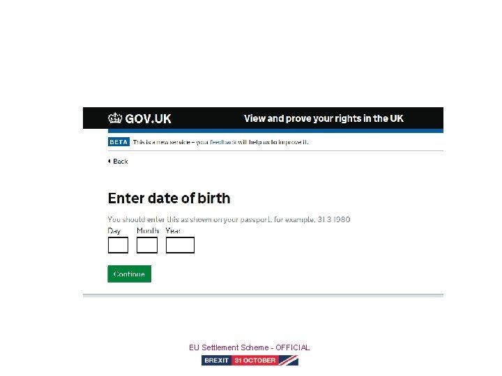 Authentication EU Settlement Scheme - OFFICIAL 