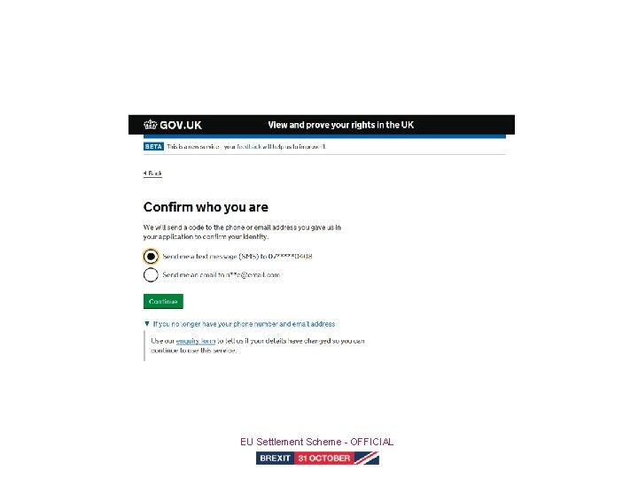 Authentication EU Settlement Scheme - OFFICIAL 