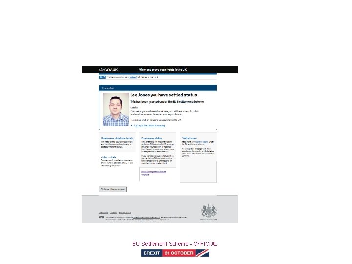 Profile: settled status EU Settlement Scheme - OFFICIAL 