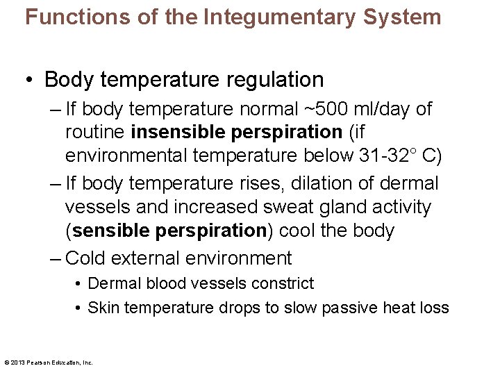 Functions of the Integumentary System • Body temperature regulation – If body temperature normal Functions of the Integumentary System • Body temperature regulation – If body temperature normal