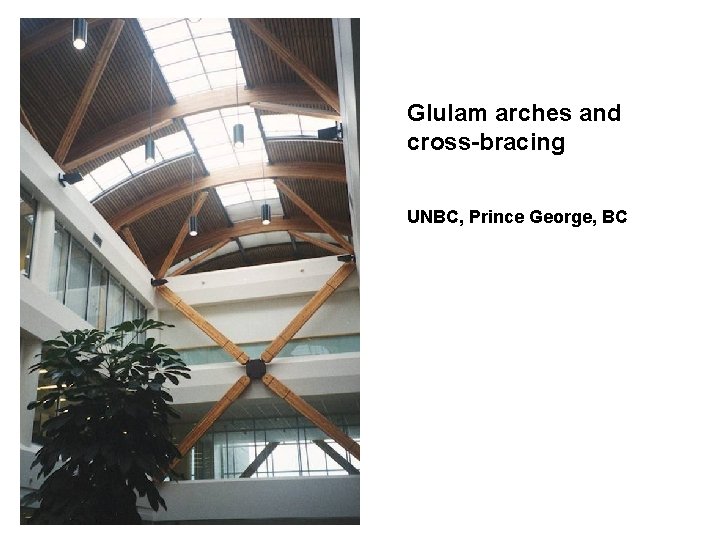 Glulam arches and cross-bracing UNBC, Prince George, BC 