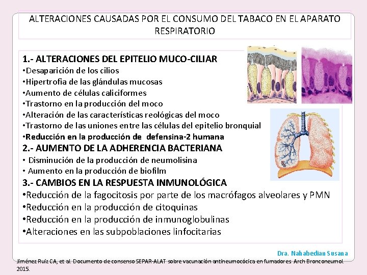 ALTERACIONES CAUSADAS POR EL CONSUMO DEL TABACO EN EL APARATO RESPIRATORIO 1. - ALTERACIONES