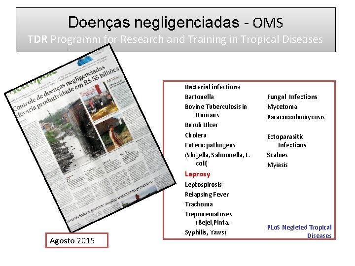 Doenças negligenciadas - OMS TDR Programm for Research and Training in Tropical Diseases Bacterial