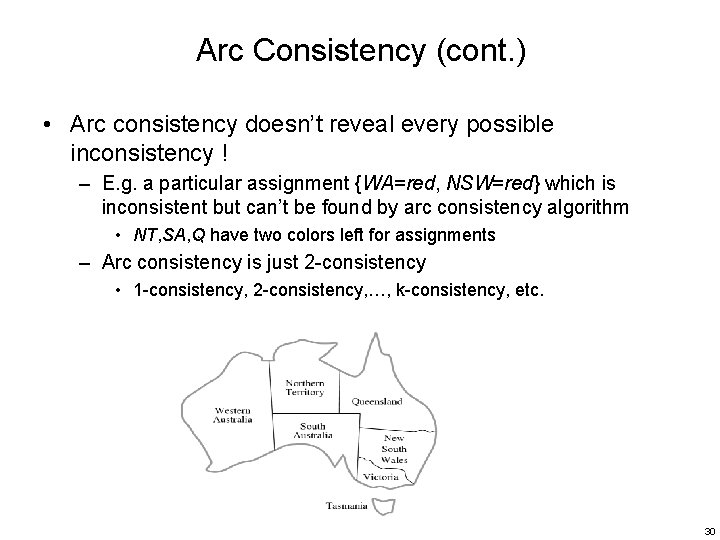 Arc Consistency (cont. ) • Arc consistency doesn’t reveal every possible inconsistency ! –