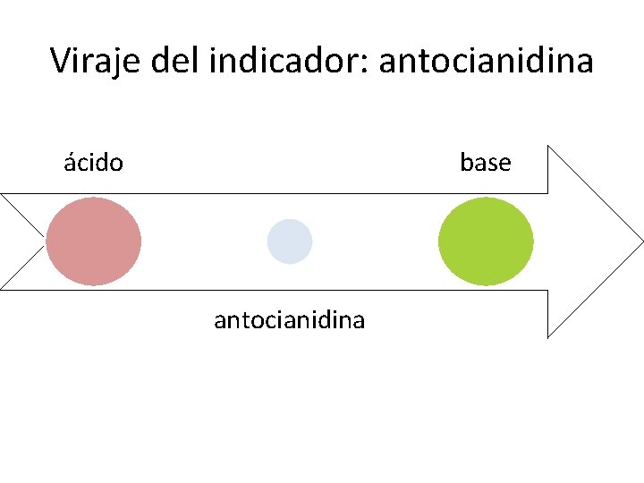 Viraje del indicador: antocianidina ácido base antocianidina 