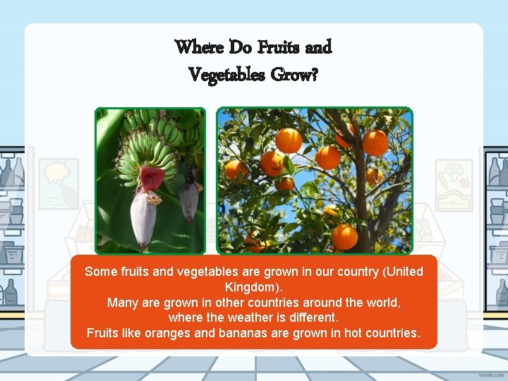 Where Do Fruits and Vegetables Grow? Some fruits and vegetables are grown in our