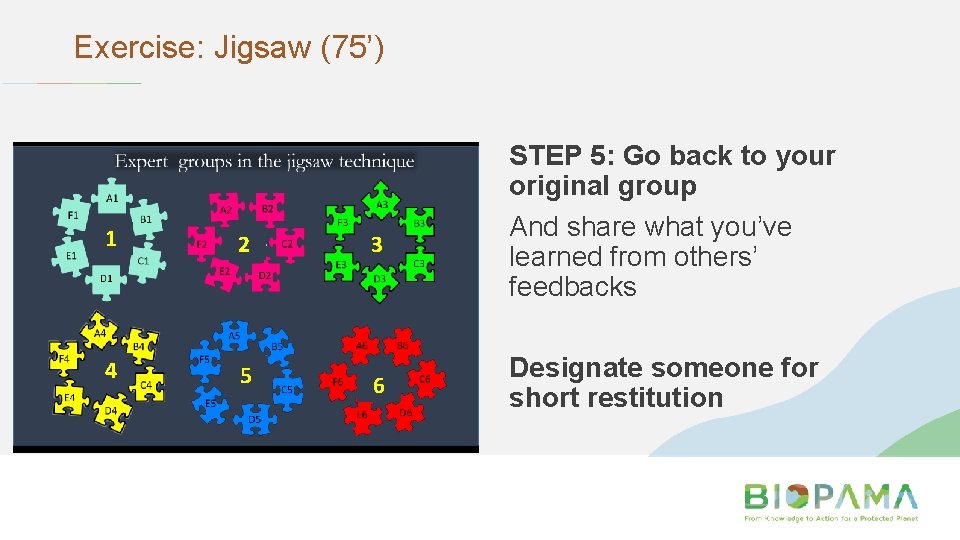 Exercise: Jigsaw (75’) 1 2 4 Grp 1 5 3 Grp 1 6 Grp