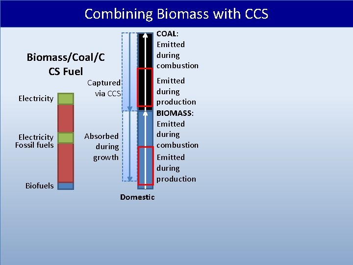 Combining Biomass with CCS COAL: Emitted during combustion Biomass/Coal/C CS Fuel Electricity Fossil fuels