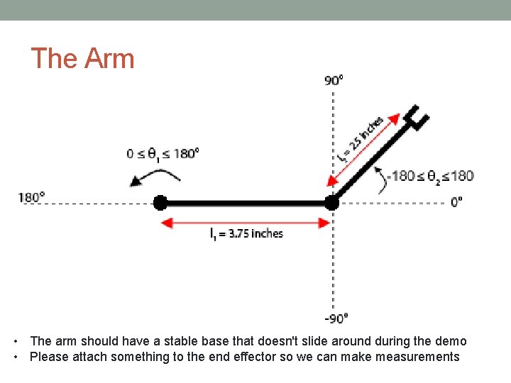 The Arm • The arm should have a stable base that doesn't slide around