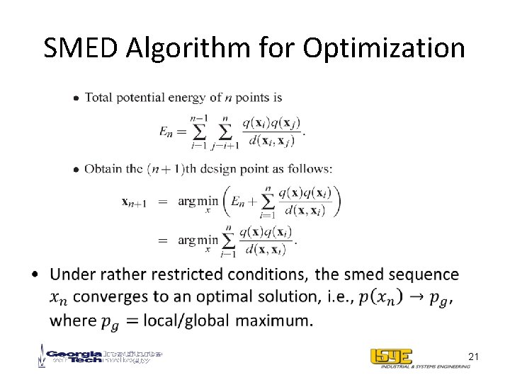 SMED Algorithm for Optimization • 21 