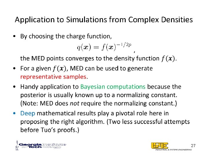 Application to Simulations from Complex Densities • 27 