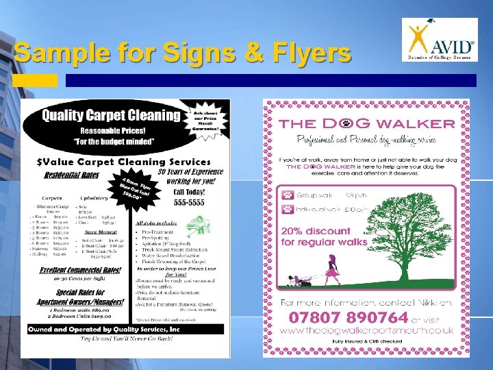 Sample for Signs & Flyers 