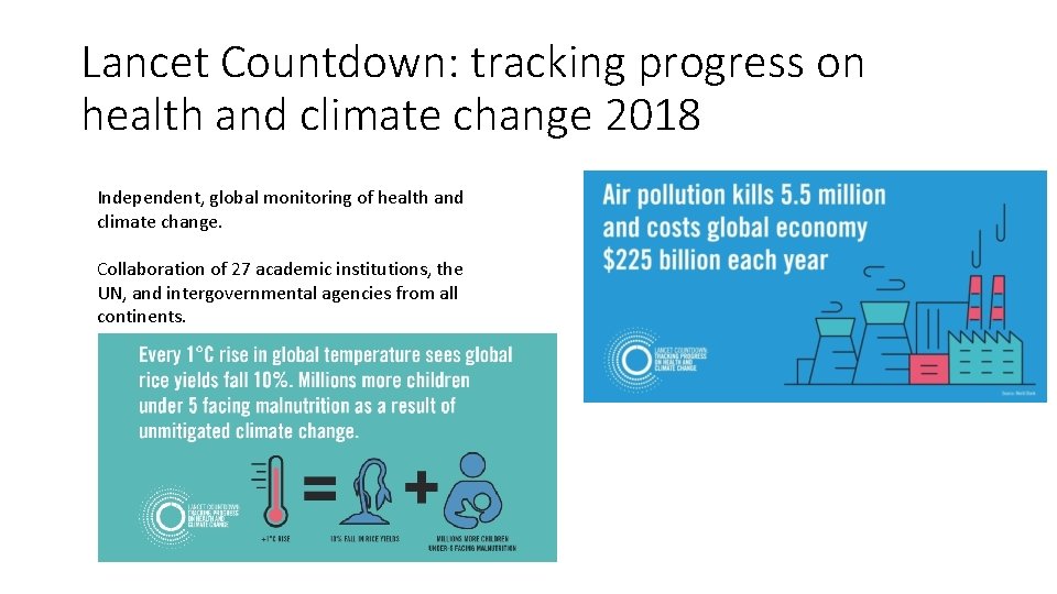 Lancet Countdown: tracking progress on health and climate change 2018 Independent, global monitoring of