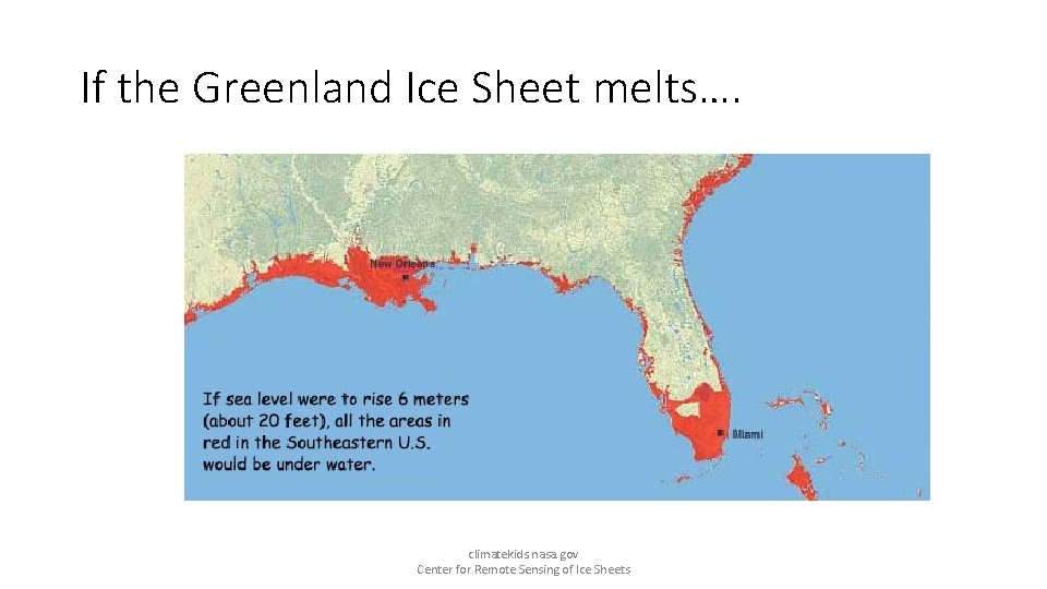 If the Greenland Ice Sheet melts…. climatekids. nasa. gov Center for Remote Sensing of
