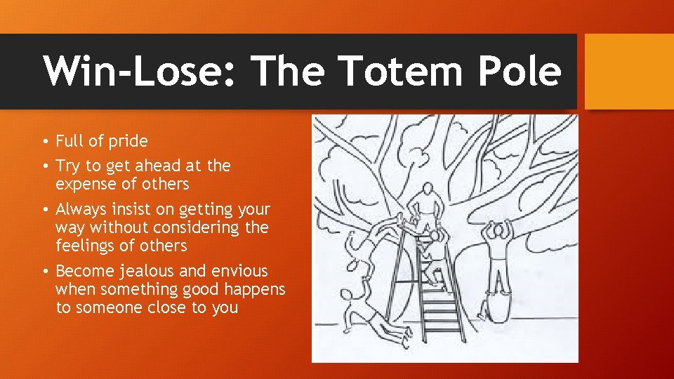 Win-Lose: The Totem Pole • Full of pride • Try to get ahead at