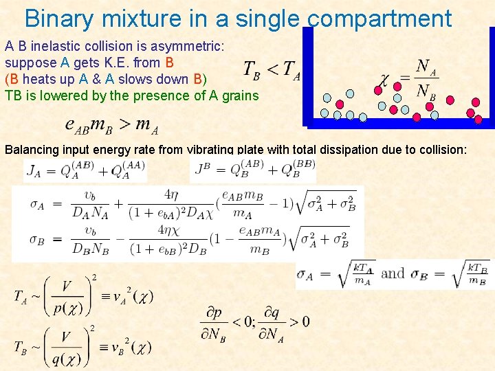 Binary mixture in a single compartment A B inelastic collision is asymmetric: suppose A