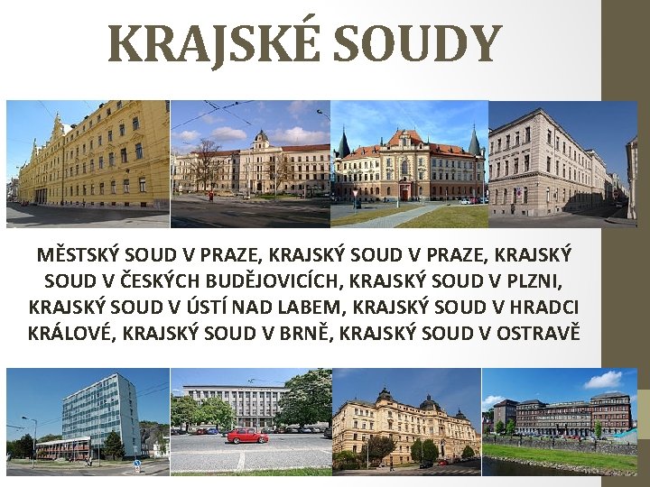 KRAJSKÉ SOUDY MĚSTSKÝ SOUD V PRAZE, KRAJSKÝ SOUD V ČESKÝCH BUDĚJOVICÍCH, KRAJSKÝ SOUD V