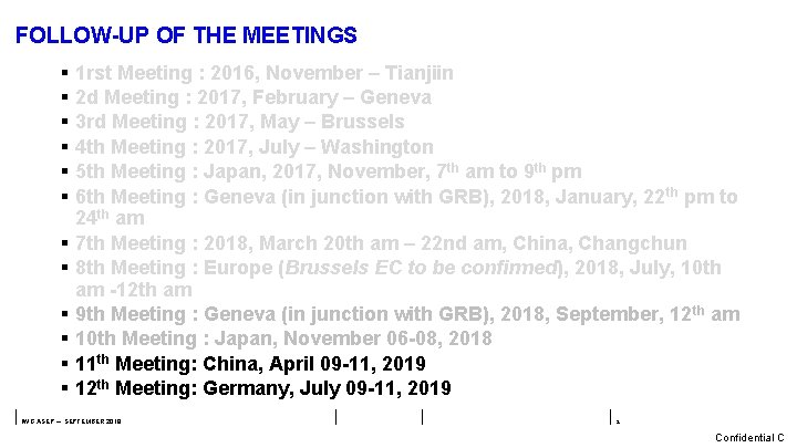 FOLLOW-UP OF THE MEETINGS § 1 rst Meeting : 2016, November – Tianjiin §