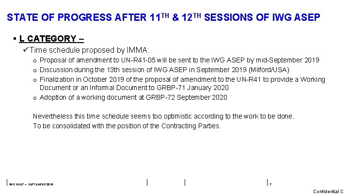 STATE OF PROGRESS AFTER 11 TH & 12 TH SESSIONS OF IWG ASEP §