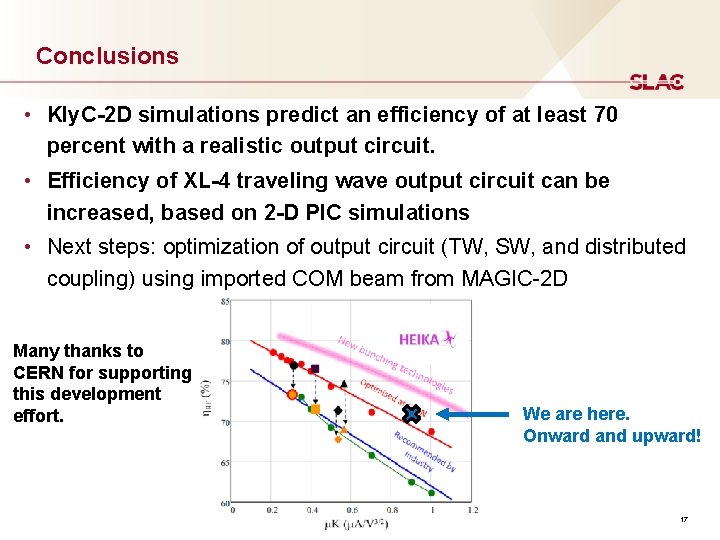 Conclusions • Kly. C-2 D simulations predict an efficiency of at least 70 percent