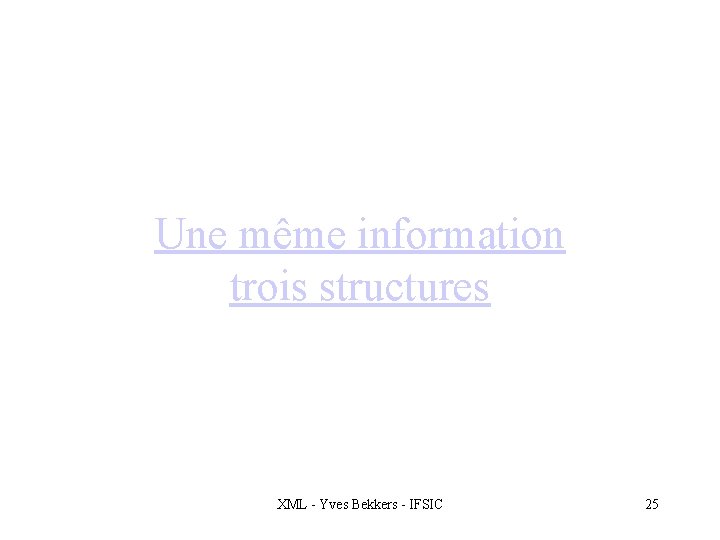 Une même information trois structures XML - Yves Bekkers - IFSIC 25 