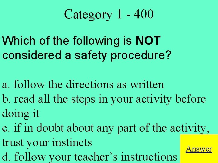 Jeopardy Lab Safety Scientific Chemistry 1 Macro 2