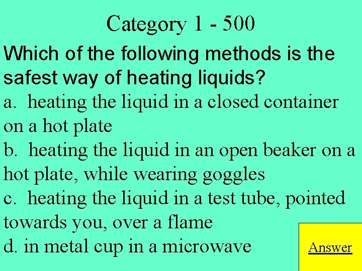 Jeopardy Lab Safety Scientific Chemistry 1 Macro 2