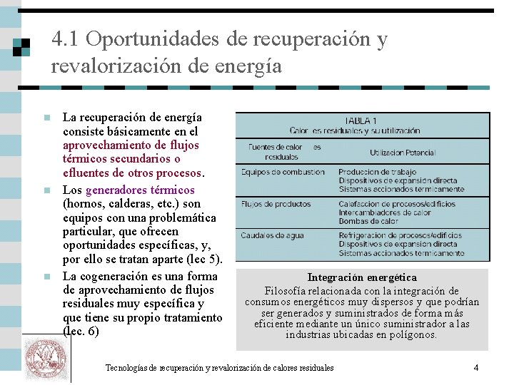 4. 1 Oportunidades de recuperación y revalorización de energía n n n La recuperación