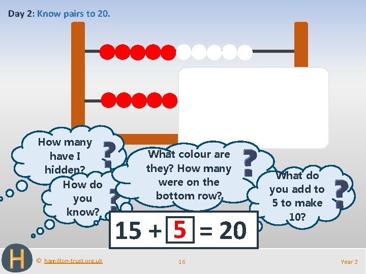 Day 2: Know pairs to 20. How many have I hidden? How do you