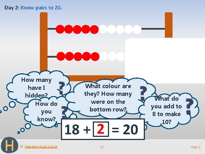 Day 2: Know pairs to 20. How many have I hidden? How do you