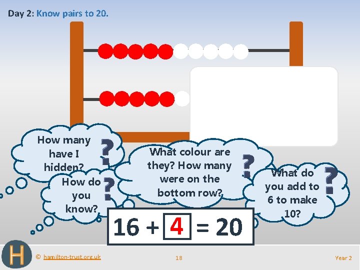 Day 2: Know pairs to 20. How many have I hidden? How do you