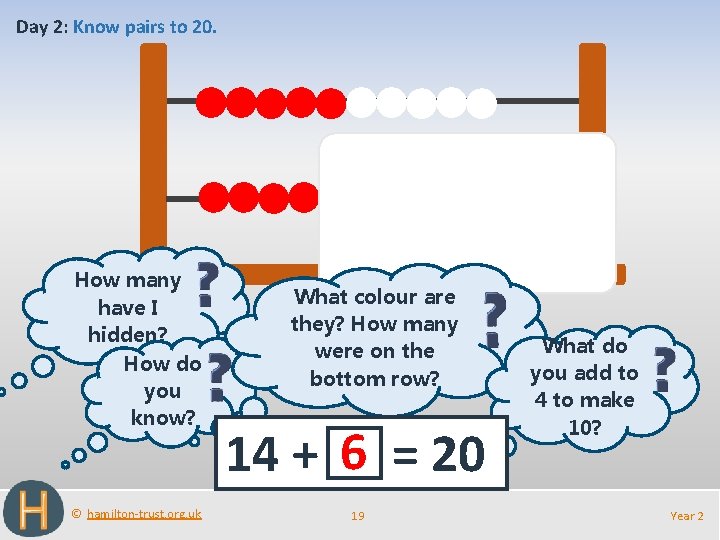 Day 2: Know pairs to 20. How many have I hidden? How do you