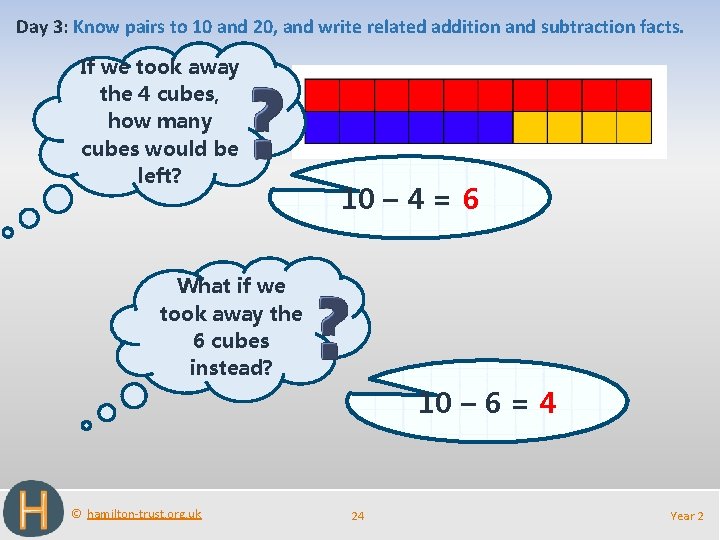 Day 3: Know pairs to 10 and 20, and write related addition and subtraction